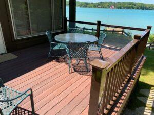 Walloon Lake Vacation Rentals Black Bear Lodge Chairs on Deck Lakeside